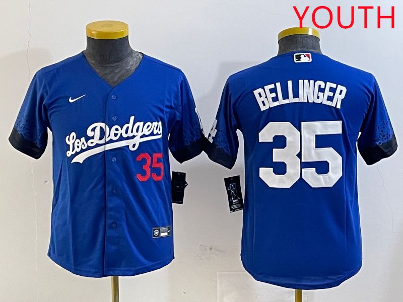 Youth Los Angeles Dodgers #35 Bellinger Blue City Edition 2025 Nike MLB Jersey style 1